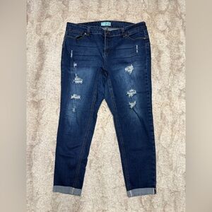 Wax Jean Women's Distressed Dark Blue